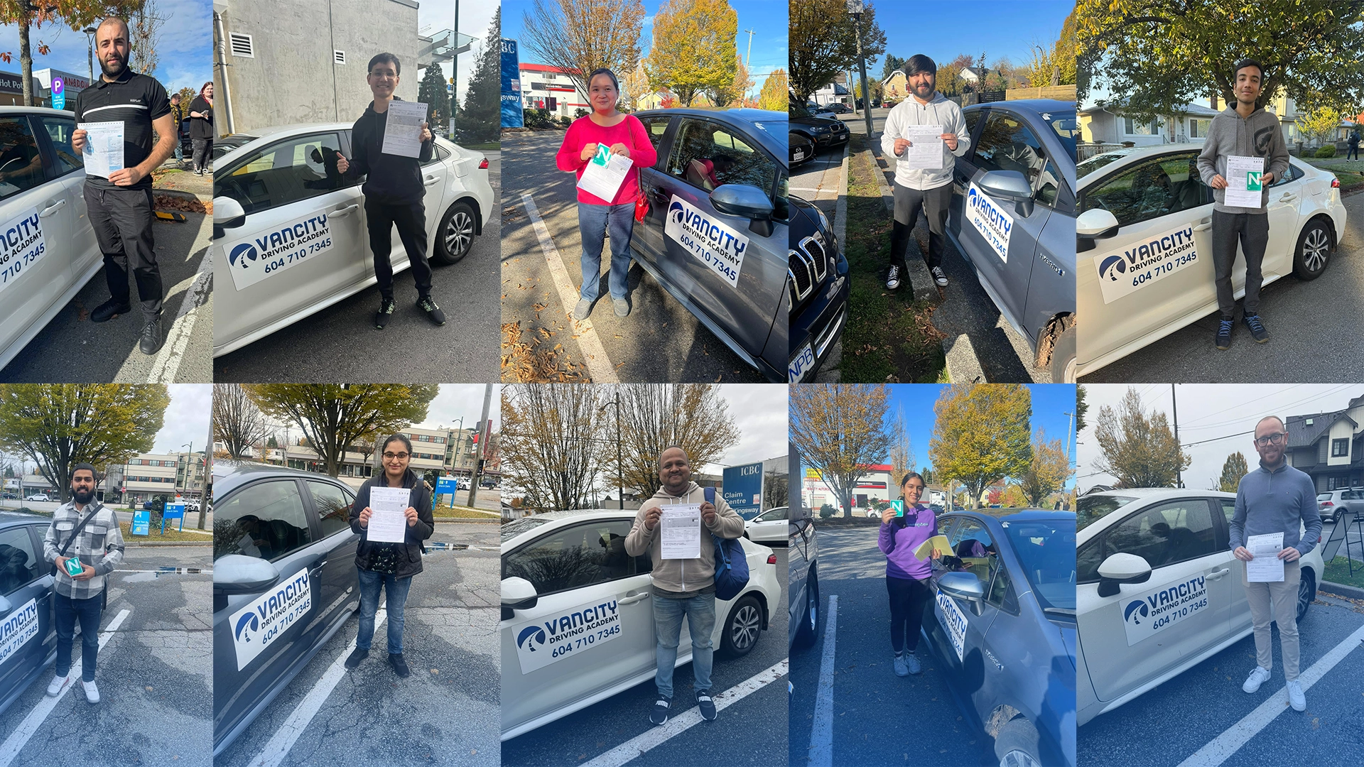 Collage of many successful Vancity Driving Academy students